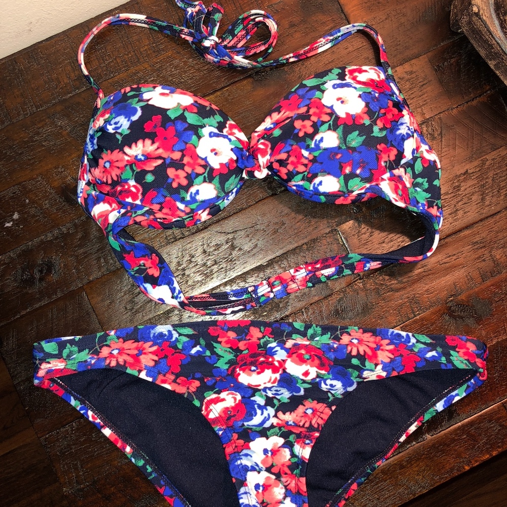 SPRING BREAK Colorful Floral Halter Bikini Set